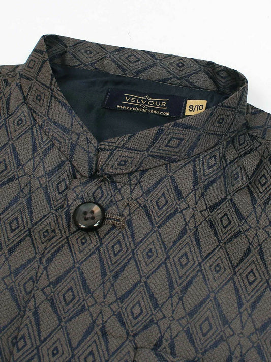 Velvour Boys Jacquard Printed Waistcoat-VW05-B