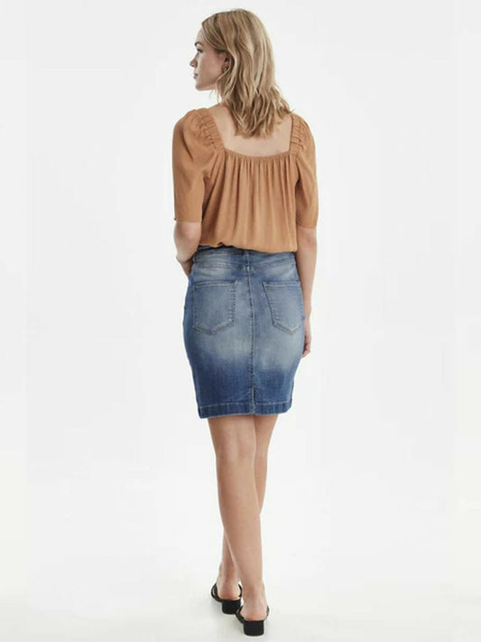 Funky's Plain Mid length Denim/Jeans Skirt Waist-11448