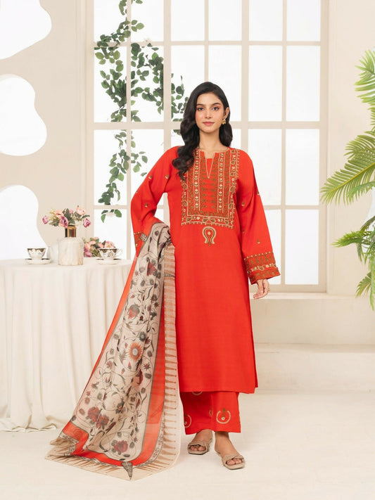 Stylish Collection Serene Summer Linen Embroidered Stitched 3-Piece Suit–Urge