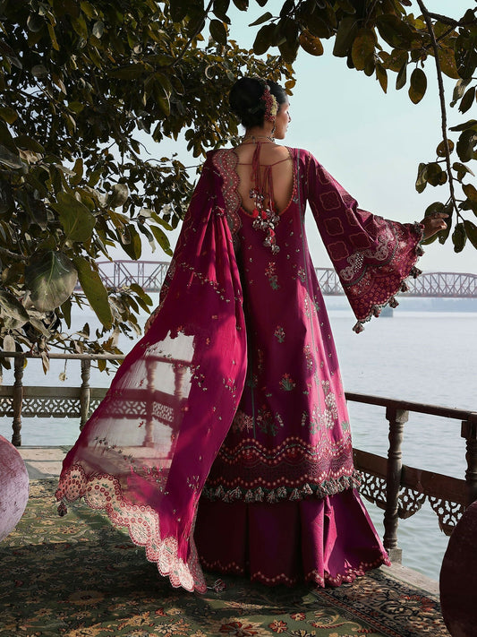 Hussain Rehar Luxury Lawn'26 Eid Edit Embroidered Unstitched 3-Piece Suit-Anjas