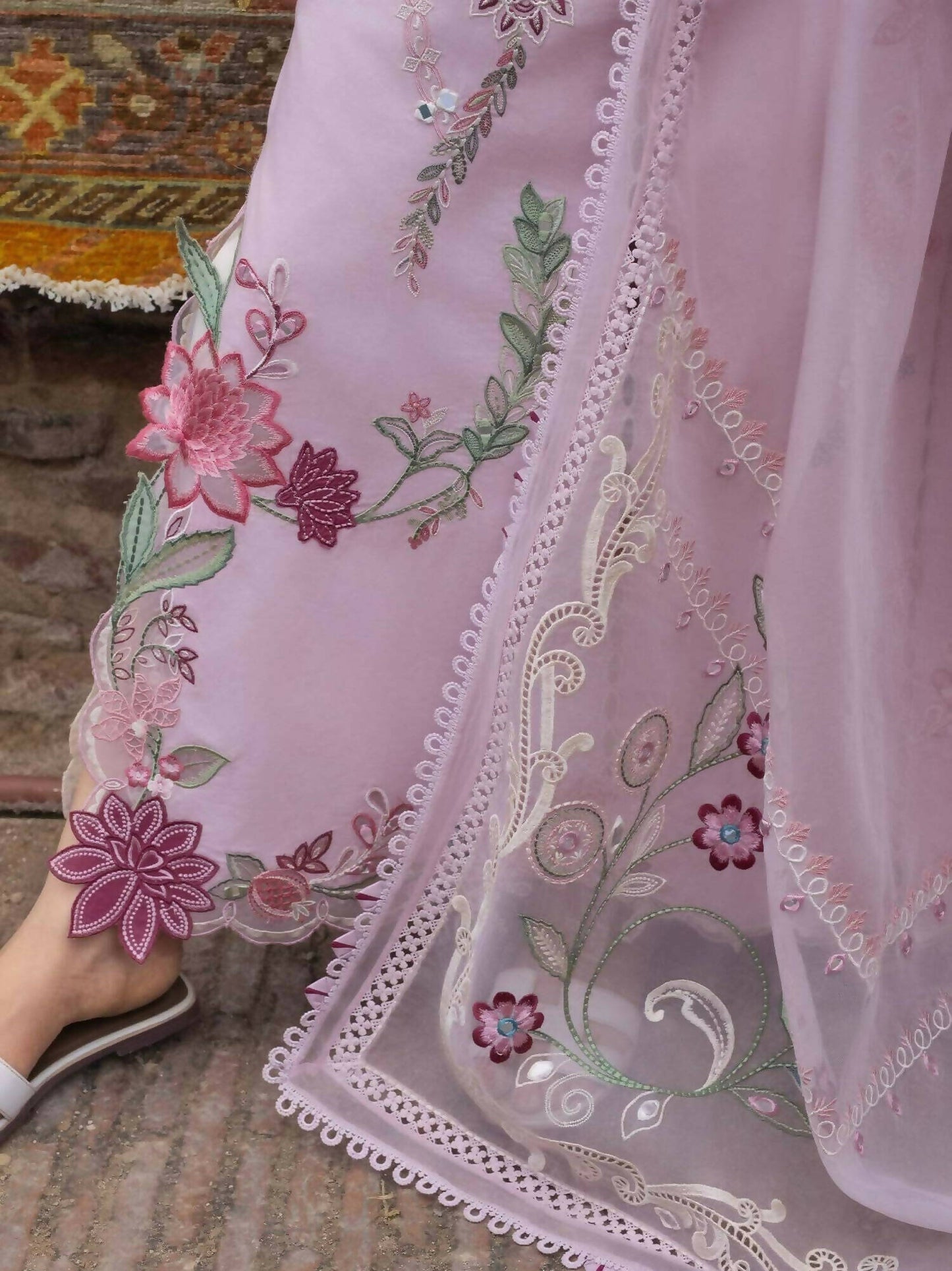 Crimson Tasawar Lawn Embroidered Unstitched 3-Piece Suit-Mirror Garden-D3B