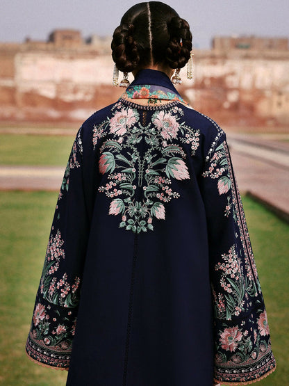 Jugnu By Hussain Rehar Khaddar'25 Embroidered Unstitched 3-Piece Suit-Navi