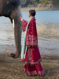 Hussain Rehar Lawn'25 Lawn Embroidered Unstitched 3-Piece Suit-Mahogany