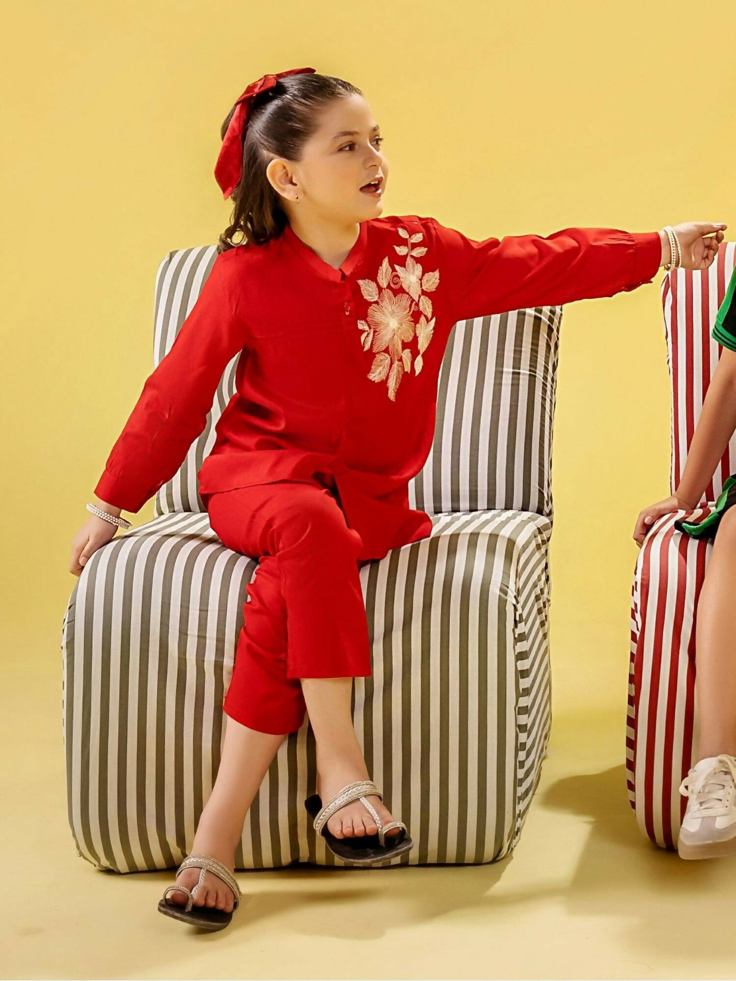 Velvour Girls Cotton Embroidered Stitched 2-Piece Suit-VG153-A
