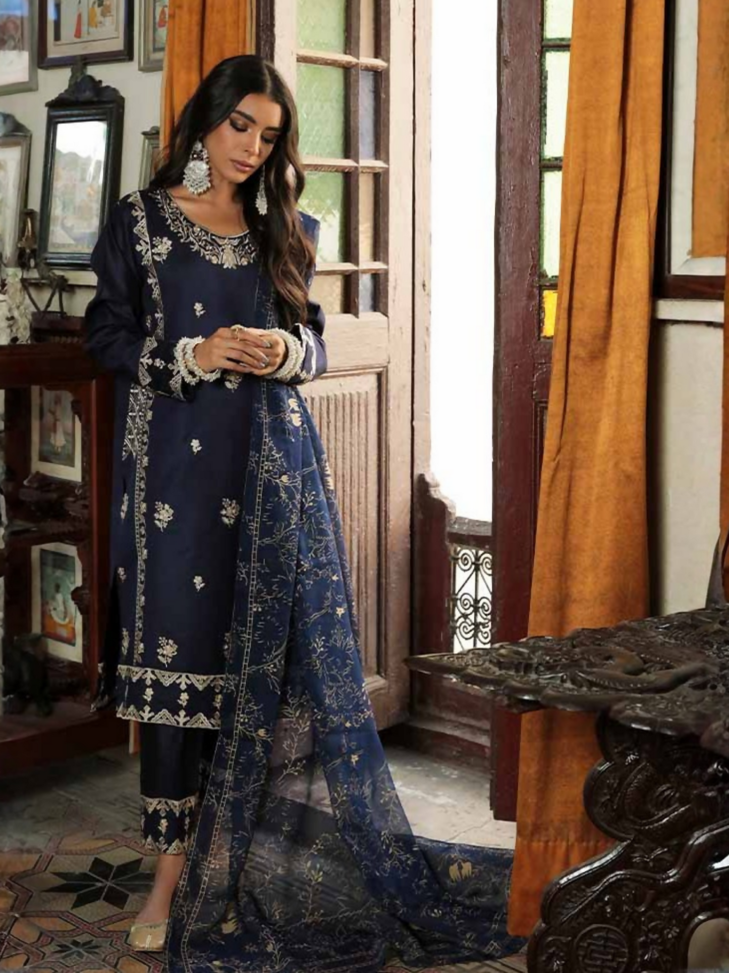 Panache Apparel Cotton Embroidered Stitched 2-Piece Suit-Zeenat