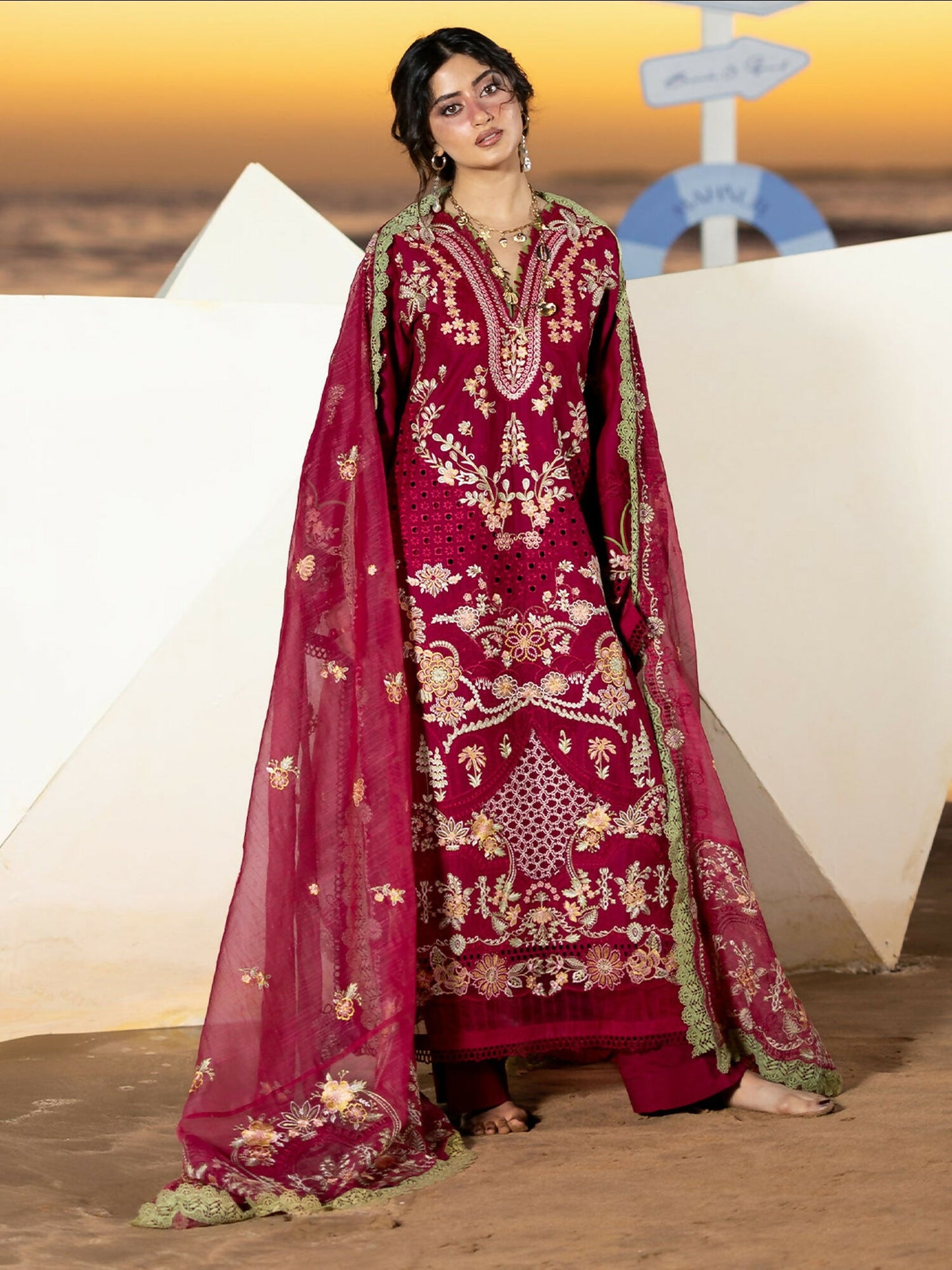 Mahnur Sirene Luxury Lawn'26 Embroidered Stitched 3-Piece Suit-S-09