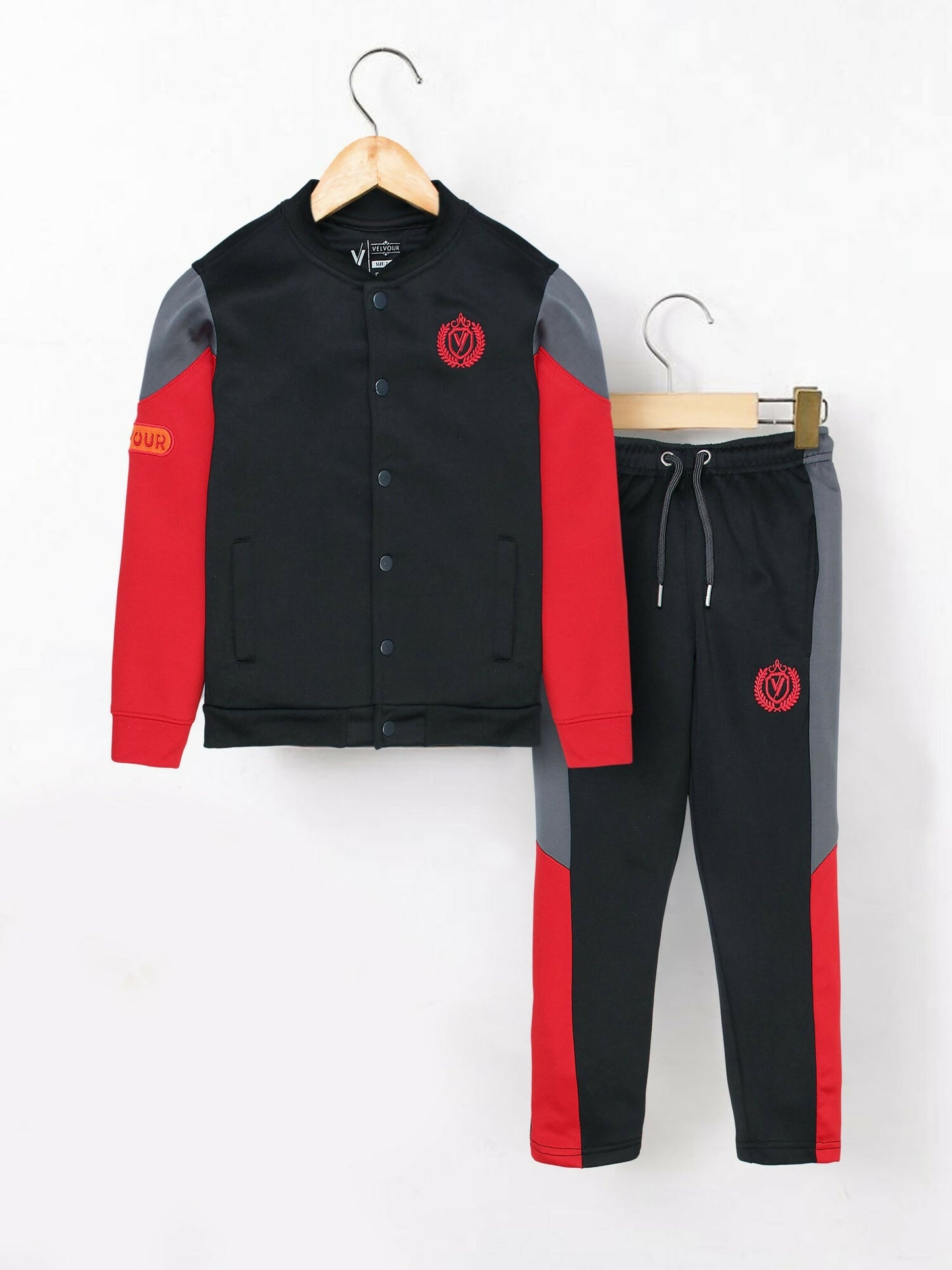 Red, Grey and Blue Velvour Winter Tracksuit-#VWT24-A
