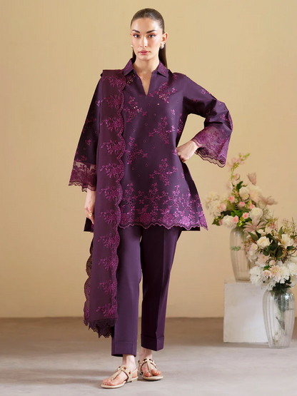 Mahnur Ember Lawn Embroidered Unstitched 3-Piece Suit-EM-001