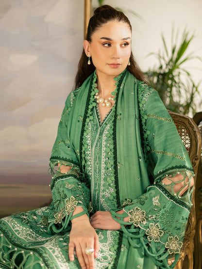 Mahnur Kaia Slub Linen Embroidered Stitched 3-Piece Suit-K- 05