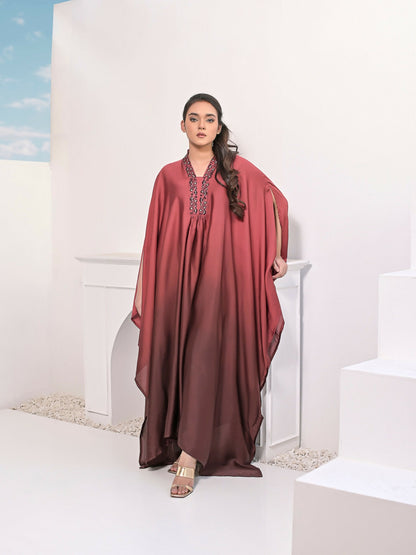 Ruby's Couture Haute & Chic Silk Embroidered Kaftan Set-Misty
