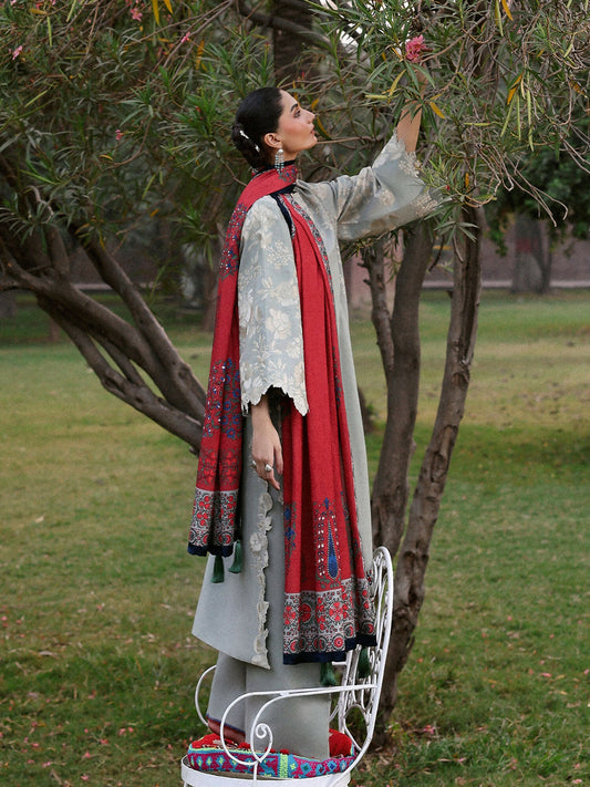 Jugnu By Hussain Rehar Khaddar'25 Embroidered Unstitched 3-Piece Suit-Heran