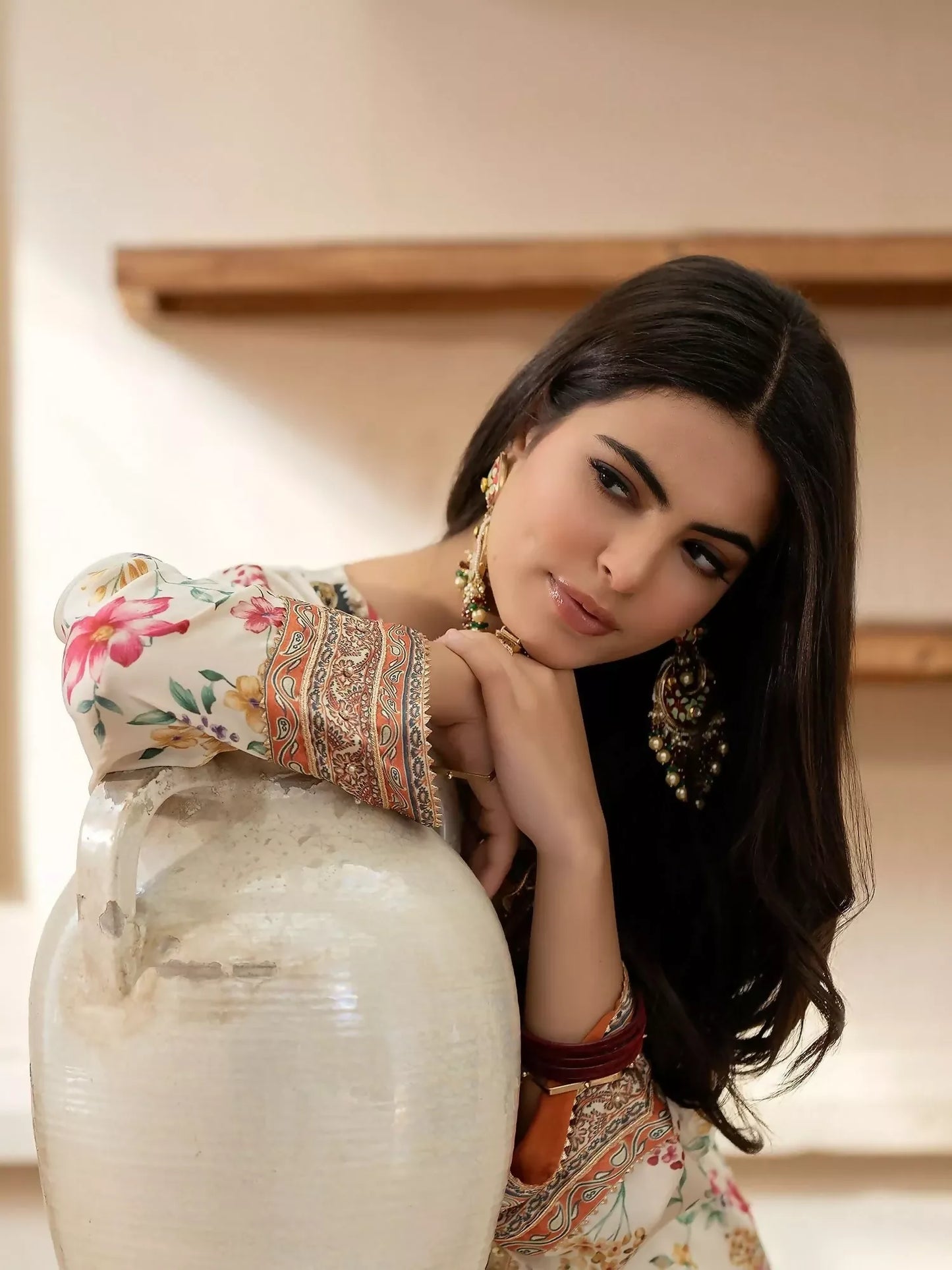 Shiza Hassan Miha Luxury Pret Satin Silk Embellished 3-Piece Suit-Petunias