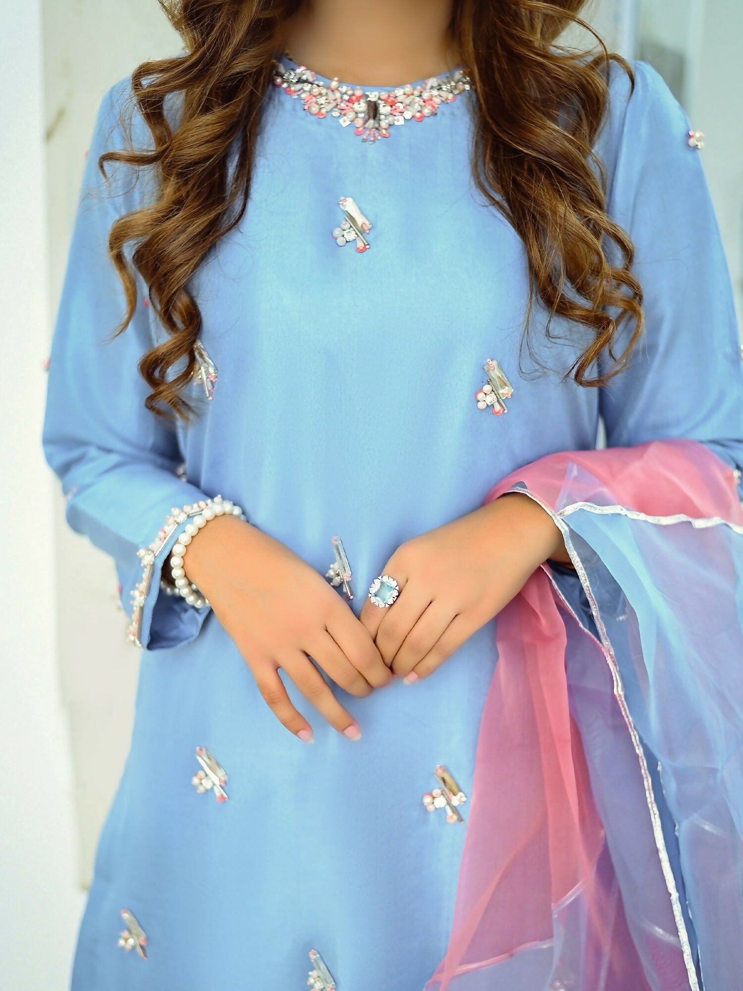 Allure By IH Raw Silk Embellished Stitched 3-Piece Suit-Illusion