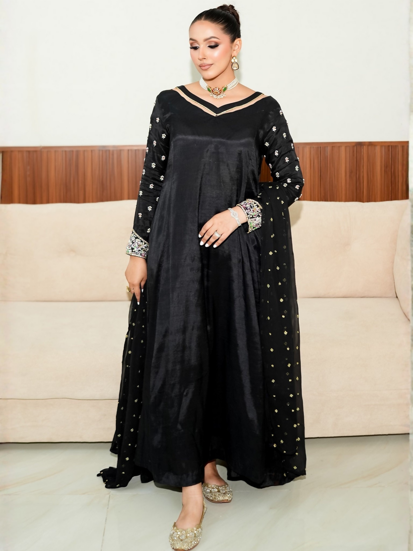 Allure By IH Fashion Calling Raw Silk Embellished Stitched 3-Piece Suit-Maanvi