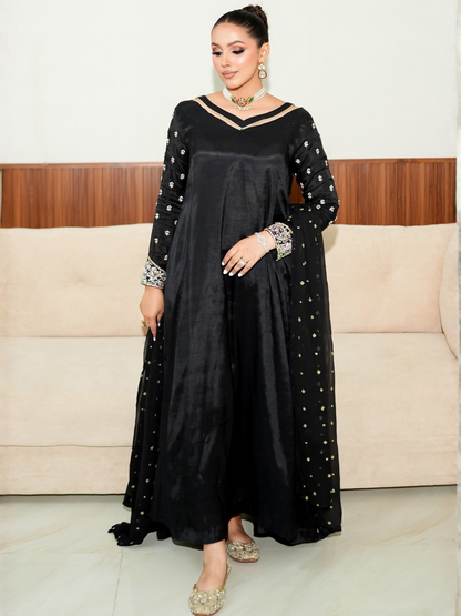 Allure By IH Fashion Calling Raw Silk Embellished Stitched 3-Piece Suit-Maanvi