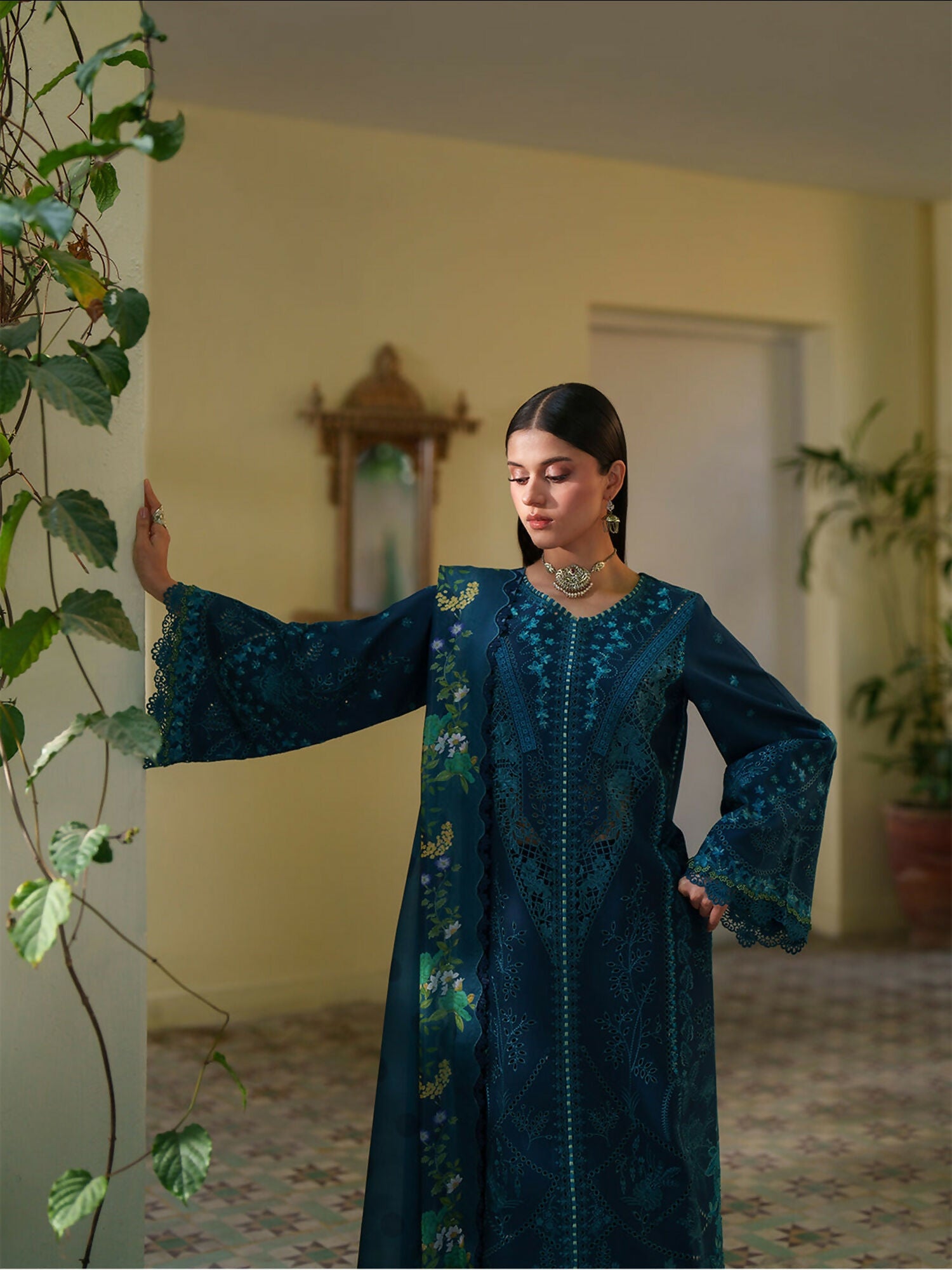 Blue Binilyas Heritage Dore Summer'26 Lawn Embroidered Stitched 3-Piece Suit-173-A
