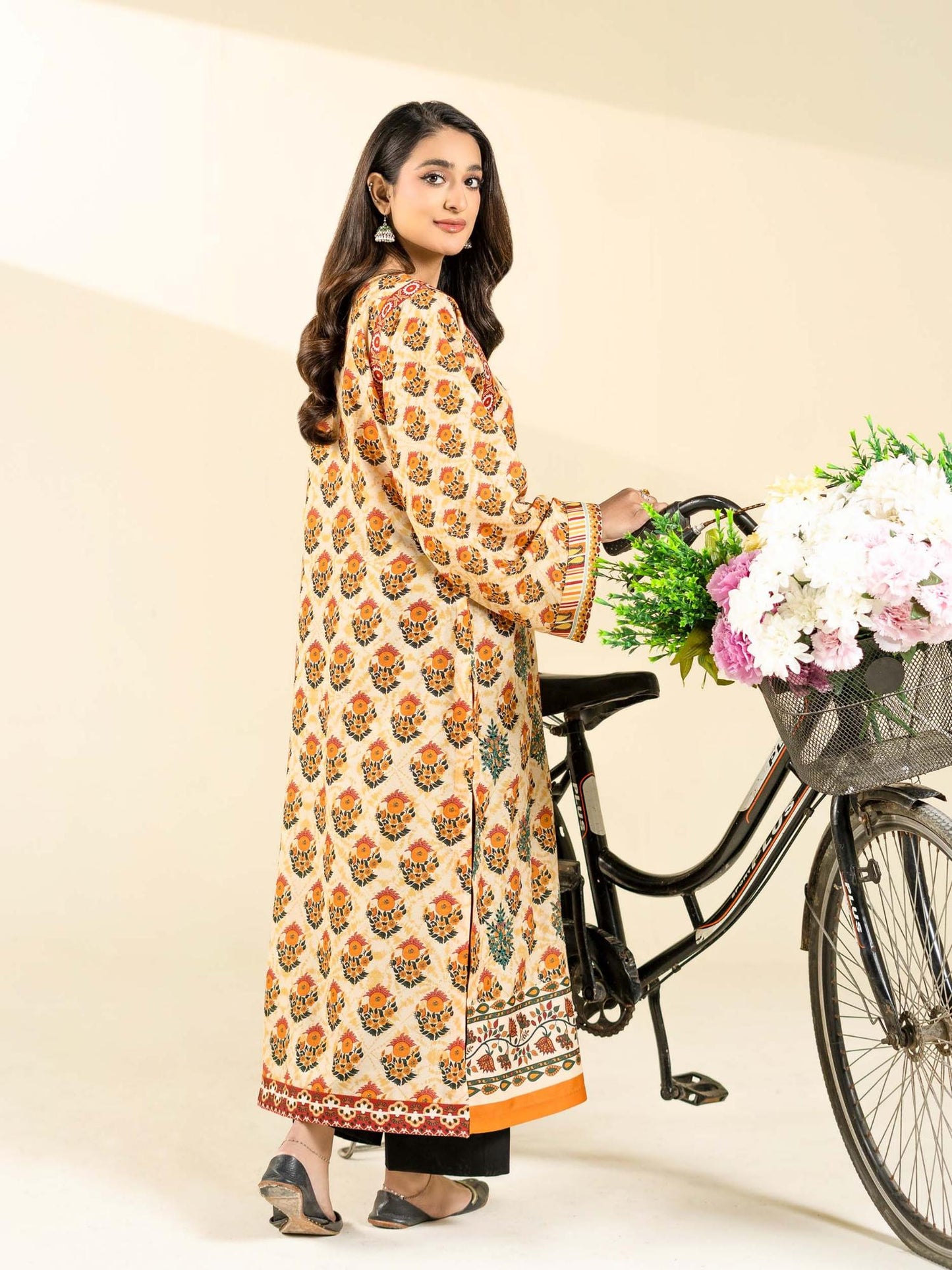 yellow-Rabazka Blended Lawn Embroidered Stitched Shirt-WRTW-PLCK-1PC-S26-05