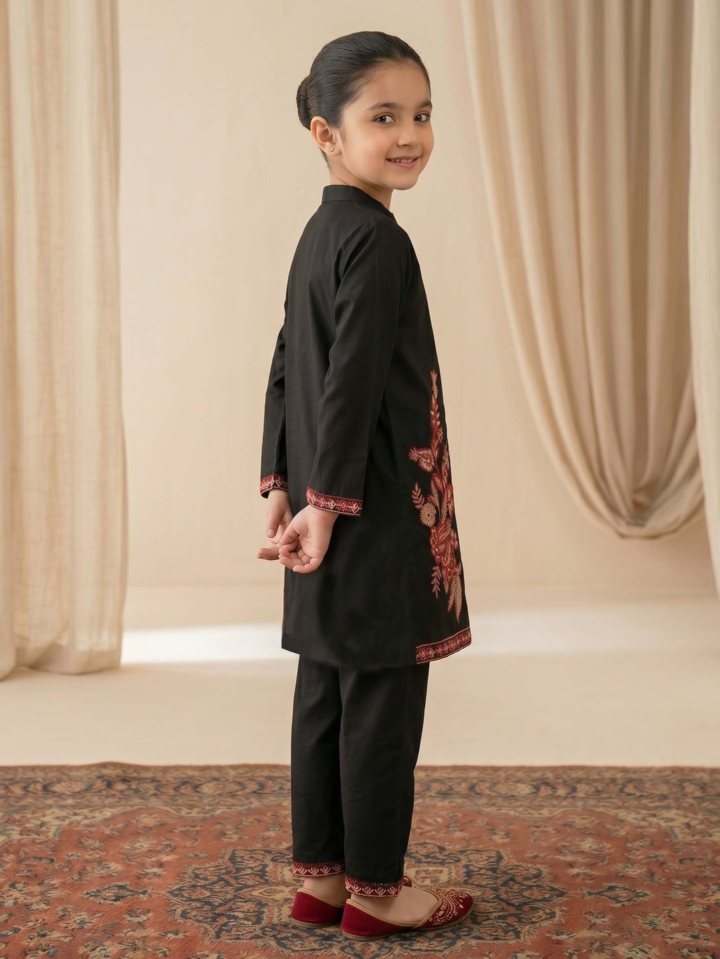 Velvour Girls Cotton Embroidered Co-Ord Set-VG210-A