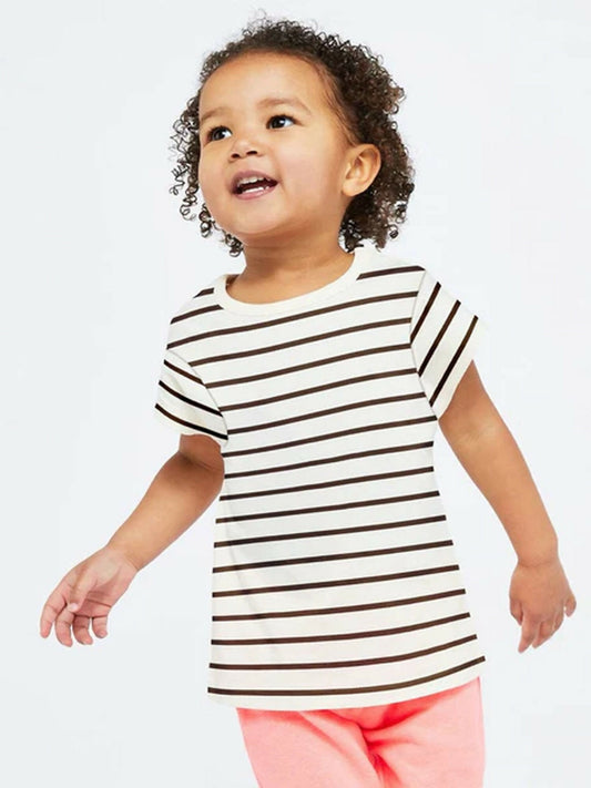 Funky HJBZ Plain Stripe Crew Neck Tee Shirt-13647