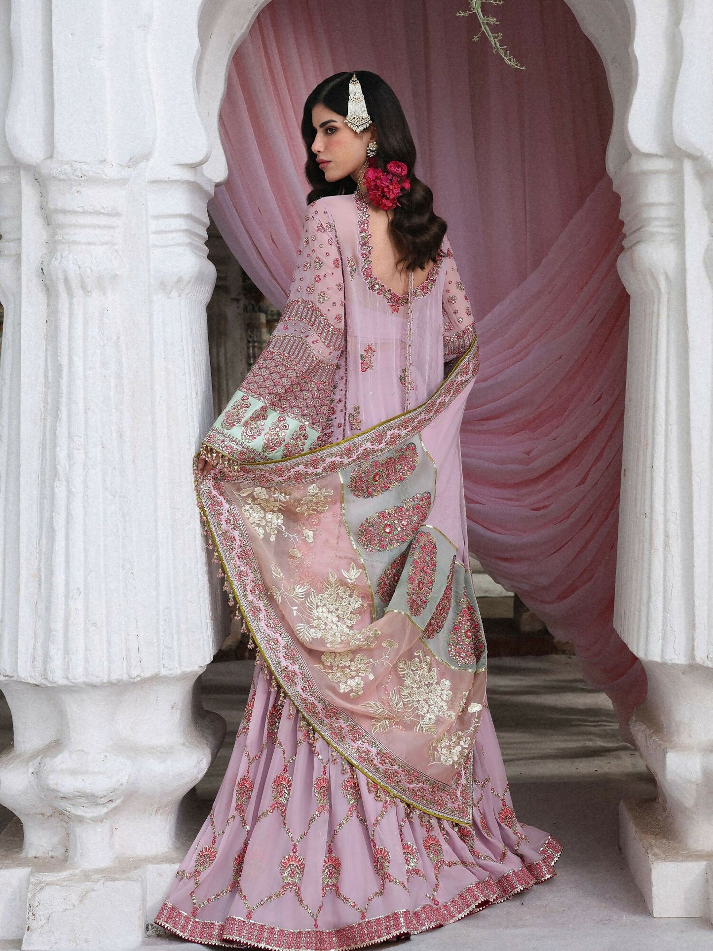 Hussain Rehar Festive Unstitched'26 Chiffon Embroidered 3-Piece Suit-Rukhsaar