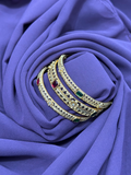 Glitter Jewellery Triple Bangle Set with Multicolor Stones & Delicate Motif Accents