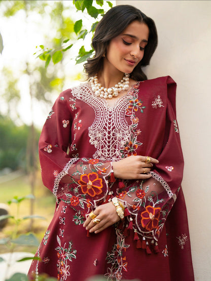 Mahnur Angan Lawn'26 Embroidered Stitched 3-Piece Suit-AN-001