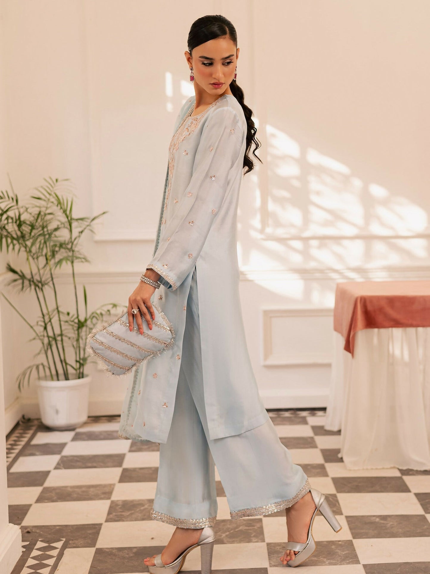 Allure By IH Be-My-Guest Thai Silk Embroidered Stitched 3-Piece Suit-Arona