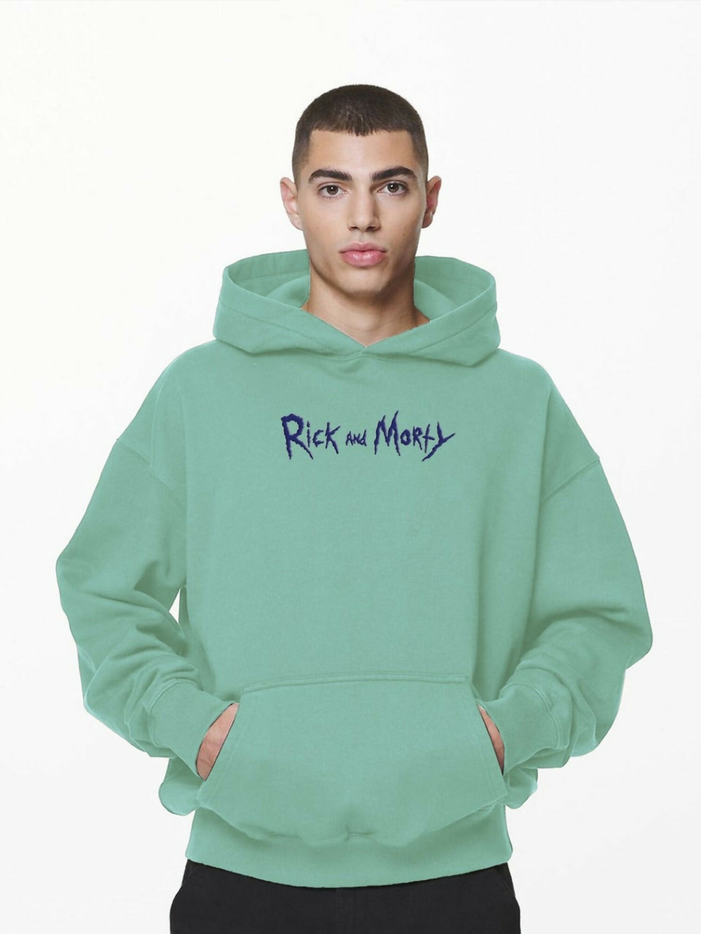 Mint Green Jupiter Oversized Rick And Morty Printed Hoodie-14759