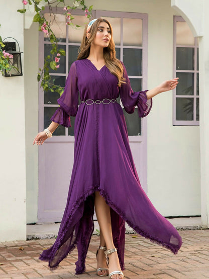 Panache Apparel Chiffon Maxi Dress-Mulberry