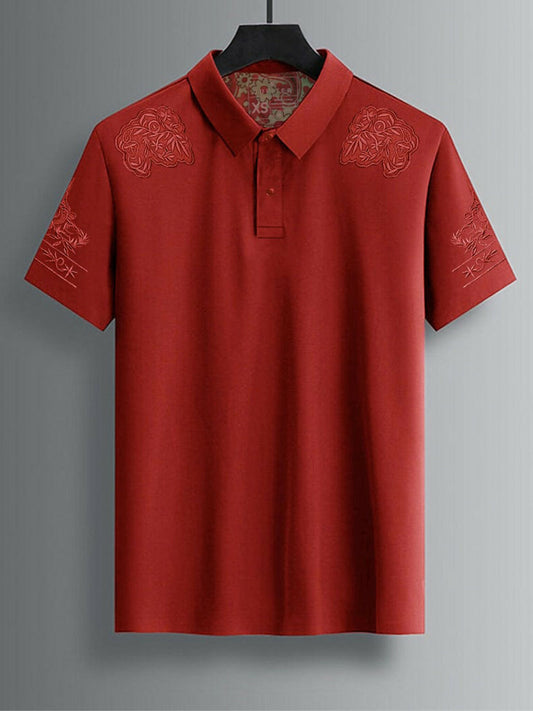 Jupiter cotton polo for men with premium collar, embroidered logo, and breathable honeycomb knit pattern.
