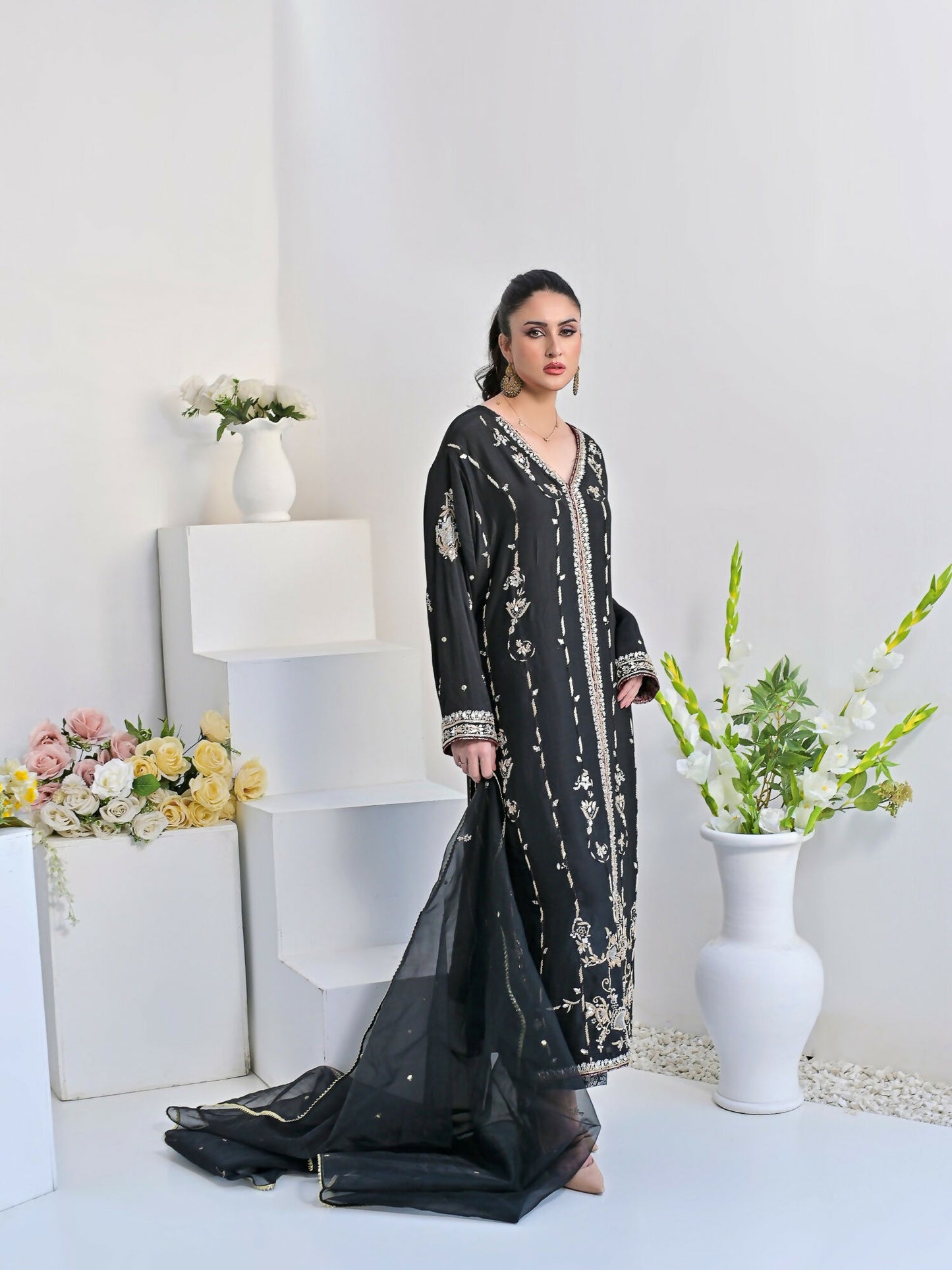 Ruby's Couture Wedding Collection Pure Silk Embroidered Stitched 3-Piece Suit-Zabil