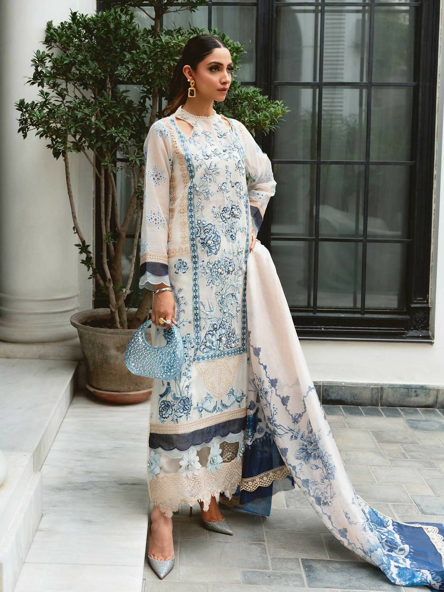 Shiza Hassan Aira Luxury Pret Cotton Net Embroidered Stitched 4-Piece Suit-Zuha
