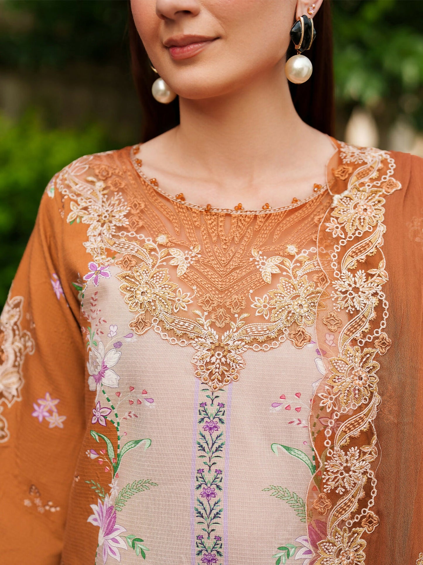 Parishay Ivy Bloom Viscose Embroidered Stitched 3-Piece Suit-IW-12