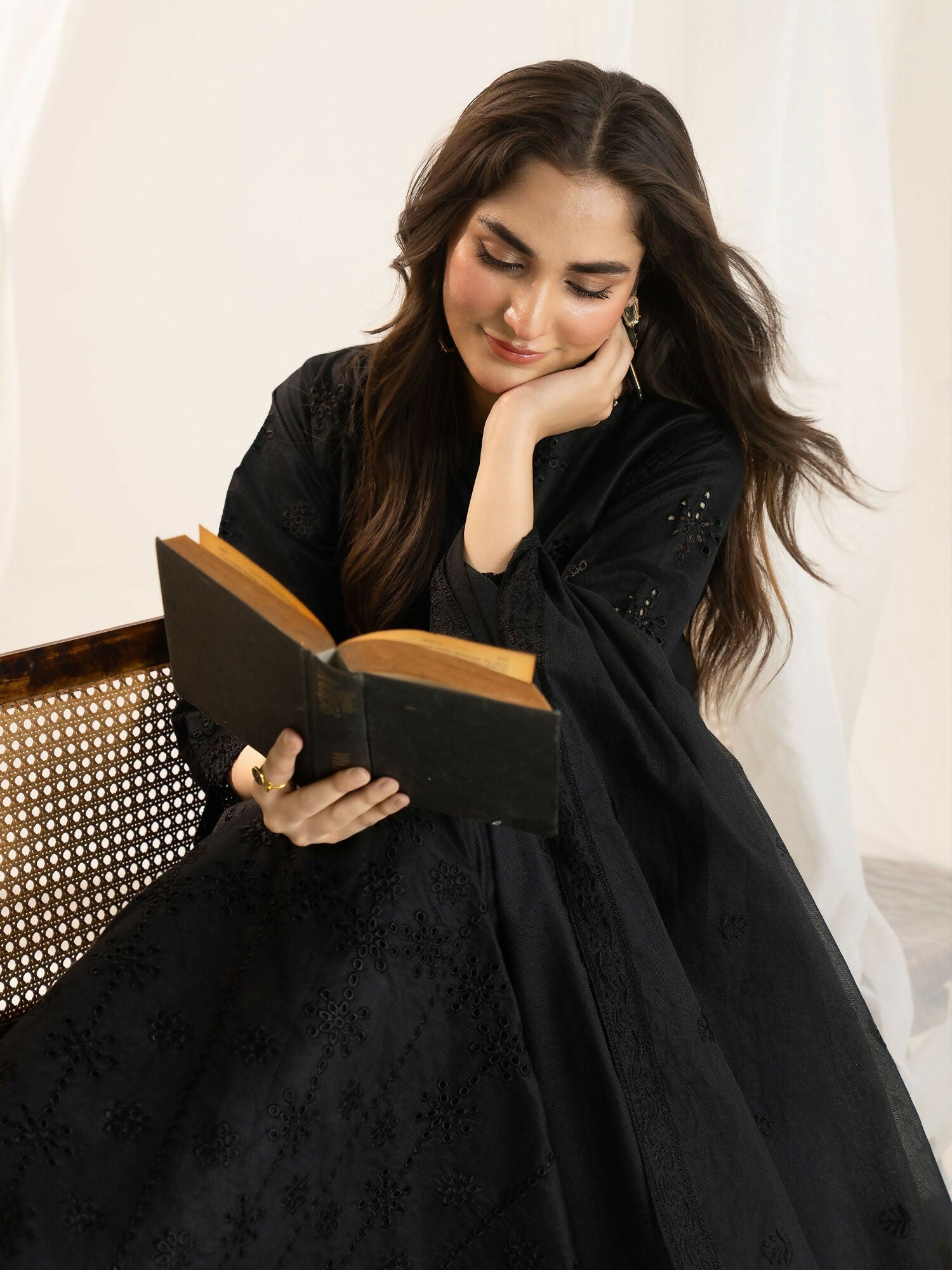 Panache Apparel Monochrome Tales Cambric Katan Embroidered Stitched Suit-Eclipse Bloom