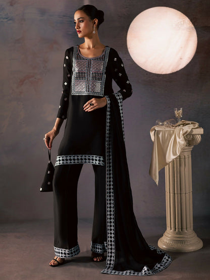 Allure By IH Be-My-Guest Thai Silk Embroidered Stitched 3-Piece Suit-Candy