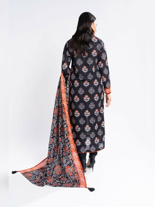 Alkaram Studio Khaddar Printed Unstitched 3-Piece Suit-FW-14.1-24-Black