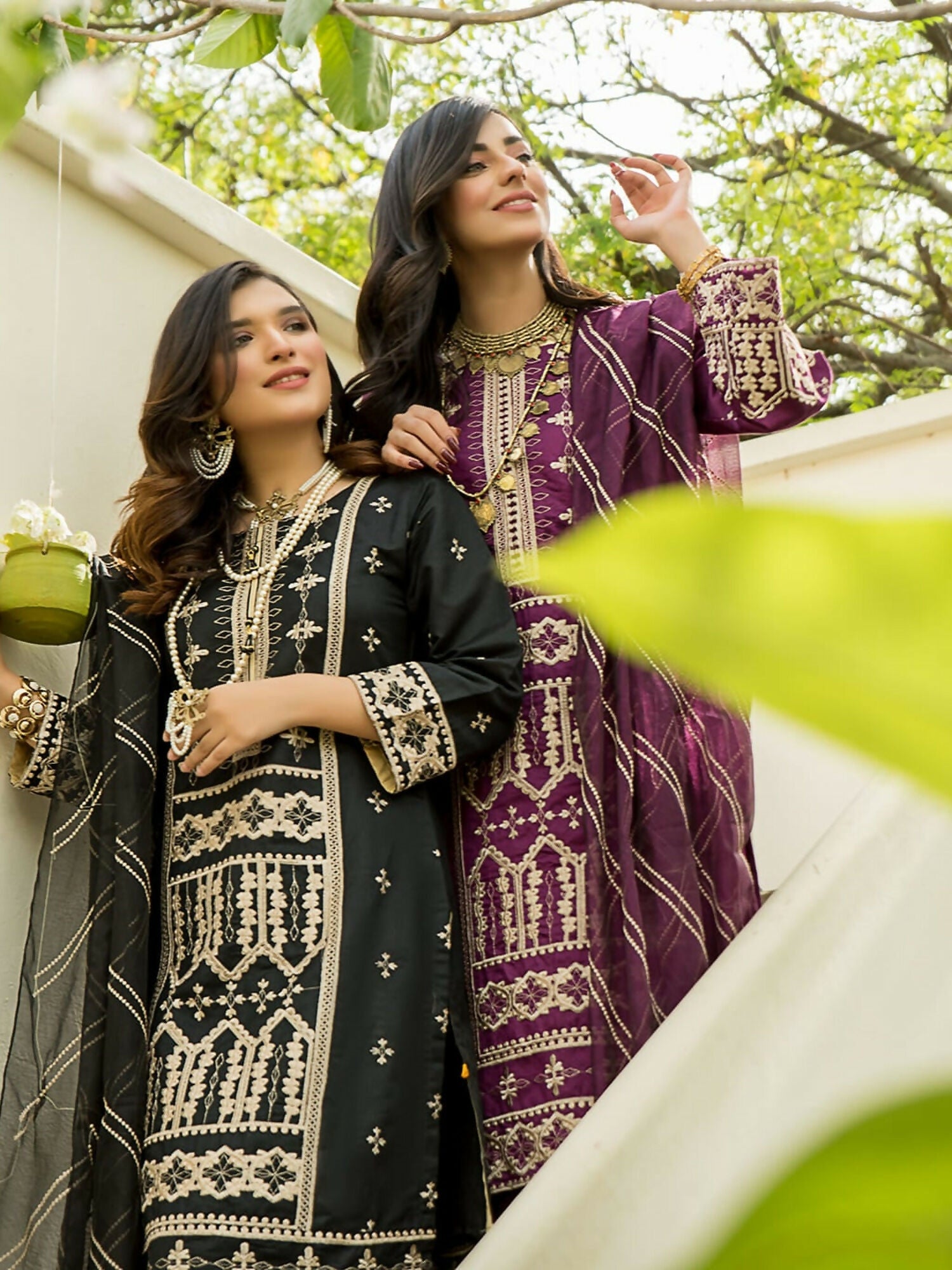 Panache Apparel Chambray Katan Embroidered Stitched Suit-Zaha