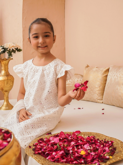 Kidoz Kloset Rang Rasiya Cotton Silk Embroidered Stitched 3-Piece Suit-Silver Whisper-Girl