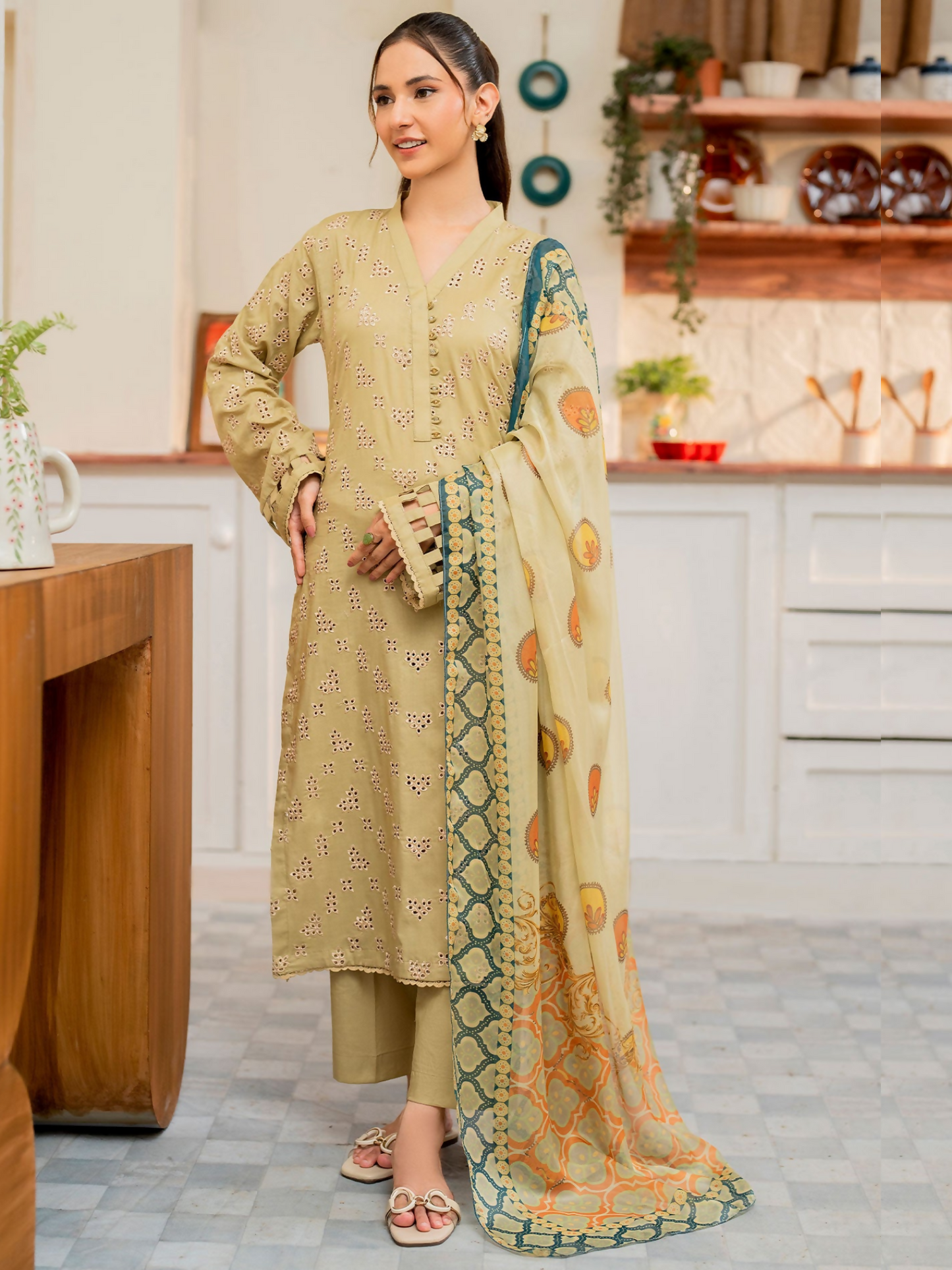 Panache Apparel Lawn Embroidered Stitched 3-Piece Suit-Nest