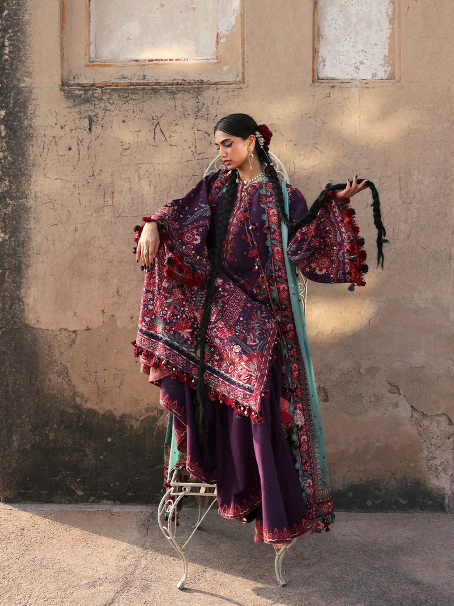 Hussain Rehar Karandi'25 Embroidered Unstitched 3-Piece Suit-Sultana