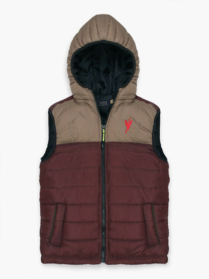 Maroon Velvour Puffer Jacket-VJ26-D