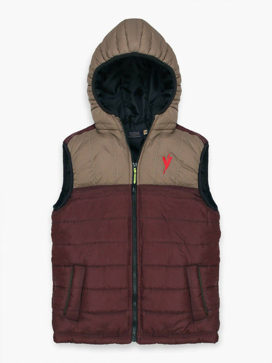 Maroon Velvour Puffer Jacket-VJ26-D