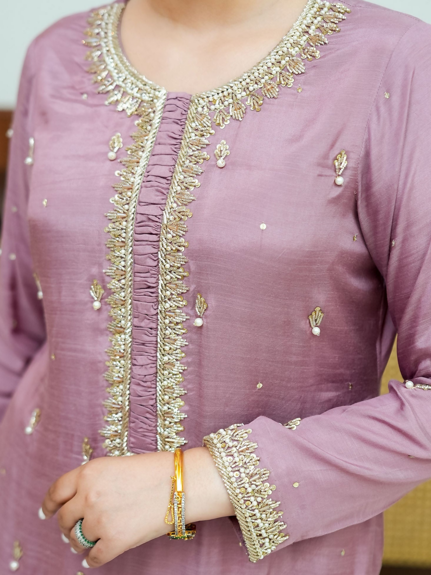 Allure By IH Fashion Calling Raw Silk Embellished Stitched 3-Piece Suit-Dora