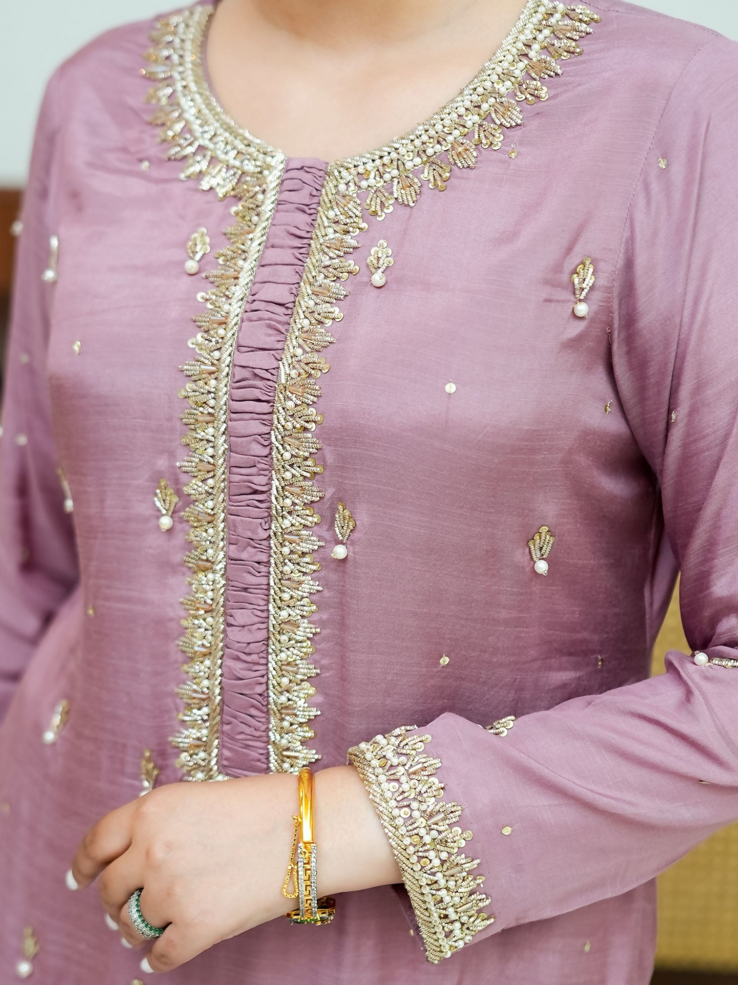 Allure By IH Fashion Calling Raw Silk Embellished Stitched 3-Piece Suit-Dora