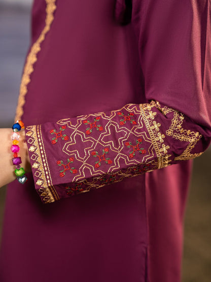 Velvour Girls Cotton Embroidered Stitched 2-Piece Suit-VG136-A