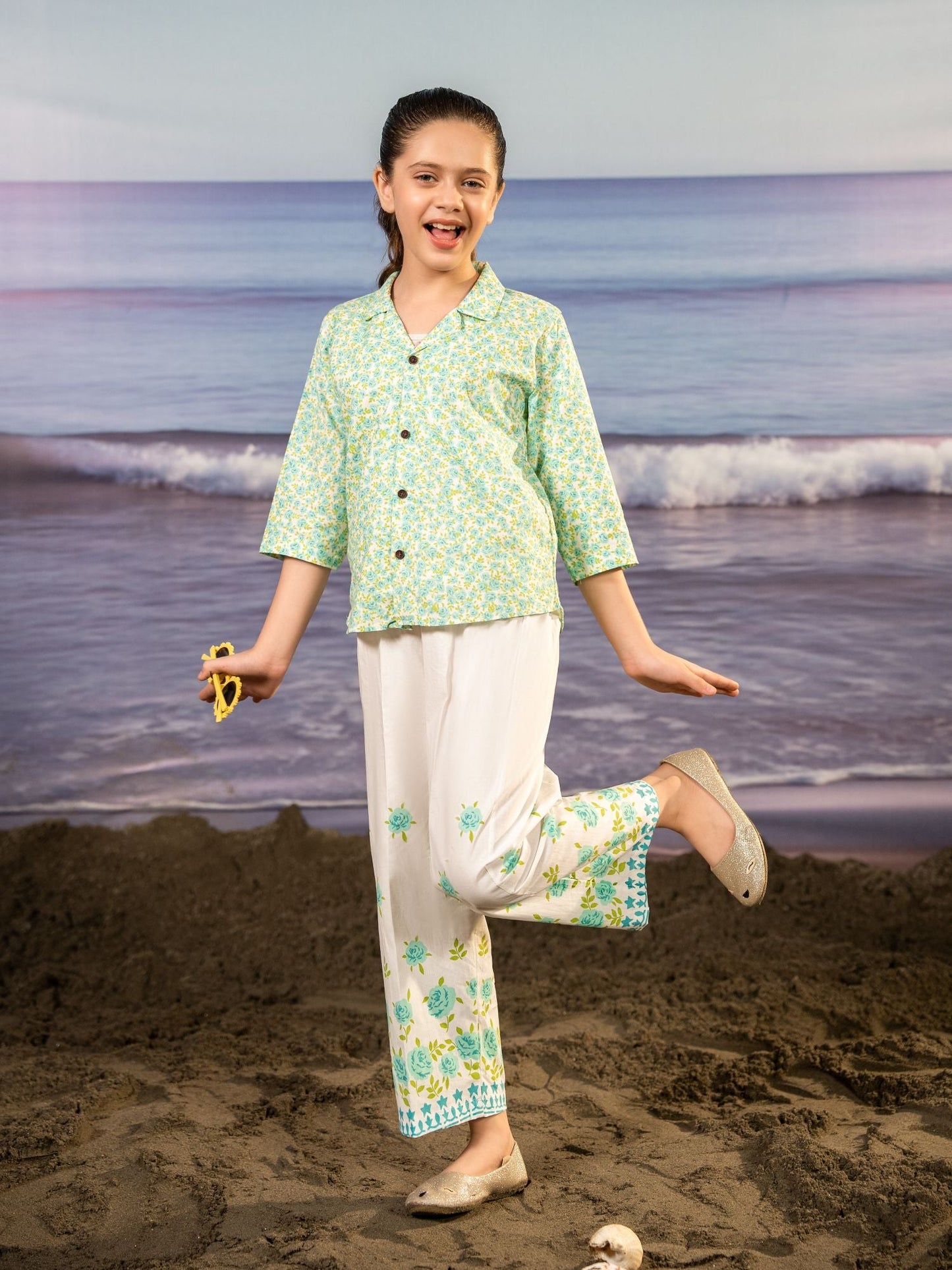 Velvour Girls Cotton Printed Co-Ord Set-VG161-A
