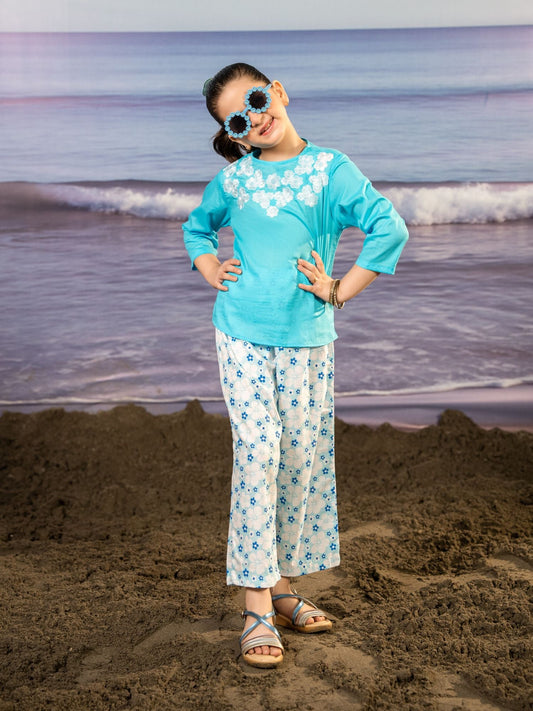Velvour Girls Cotton Embroidered Co-Ord Set-VG162-C