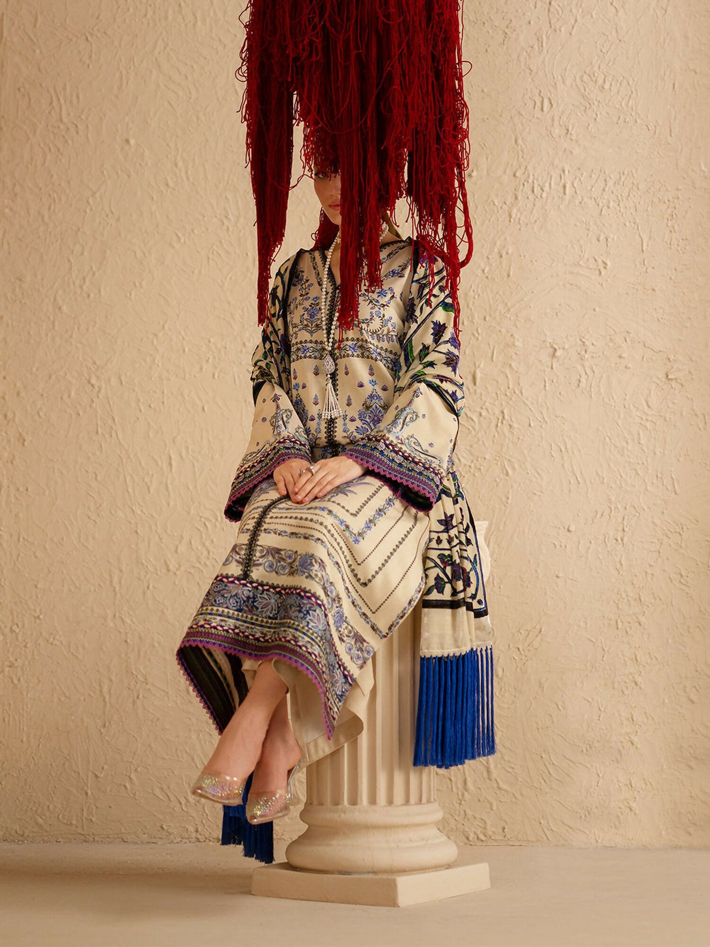 Binilyas Saqqara Kotrai Embroidered Stitched 3-Piece Suit-165-B