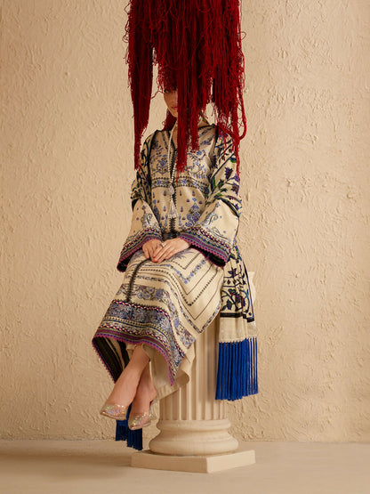 Binilyas Saqqara Kotrai Embroidered Stitched 3-Piece Suit-165-B