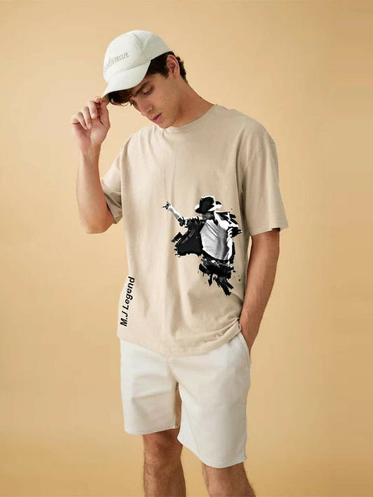 Jupiter Printed Oversized Off Shoulder M.J Legend Print-Tee-Shirt 13643